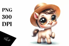 Funny Baby Poney Standing Sun Hat Clipart Product Image 1