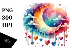 Washed Half Moon Hearts PNG Product Image 1