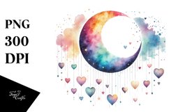 Washed Half Moon Hearts PNG Product Image 1