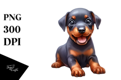 Cute Baby Doberman Pinscher, White Background Product Image 1