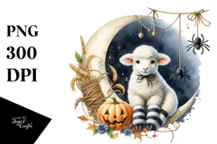 Watercolor Lamb in Halloween Style PNG Product Image 1
