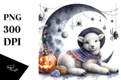 Watercolor Lamb in Halloween Style PNG Product Image 1