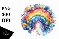 Colorful Watercolor Vibrant Rainbow Clipart Product Image 1