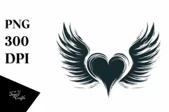 Simple Heart with Wings PNG Product Image 1