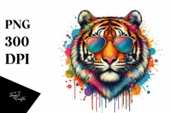 Colorful Tiger Sunglasses Paint-Like Colors Fun Product Image 3