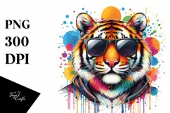 Colorful Tiger Sunglasses Paint-Like Colors Fun Product Image 3