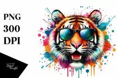 Colorful Tiger Sunglasses Paint-Like Colors Fun Product Image 3