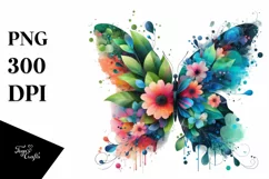 Abstract Watercolor Butterfly PNG Product Image 1