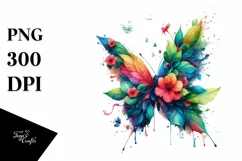 Abstract Watercolor Butterfly PNG Product Image 3