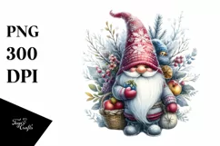 Detailed Winter Gnome Watercolor PNG Product Image 1