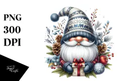 Detailed Winter Gnome Watercolor PNG Product Image 1