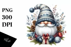 Detailed Winter Gnome Watercolor PNG Product Image 1