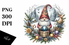 Detailed Winter Gnome Watercolor PNG Product Image 1