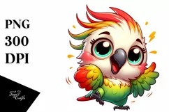 Colorful Small Baby Cockatoo Dancing | Sublimation | Clipart Product Image 1