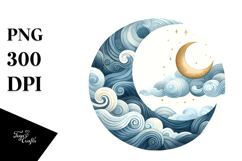 Smiling Whimsical Half Moon, Transparent PNG Product Image 1
