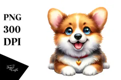Watercolor Cute Pembroke Welsh Corgi, Transparent PNG Product Image 1