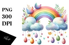Simple Watercolor Digital Painting with Easter Eggs, Product Image 1