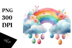 Simple Watercolor Digital Painting with Easter Eggs, Product Image 1