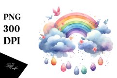 Simple Watercolor Digital Painting with Easter Eggs, Product Image 1