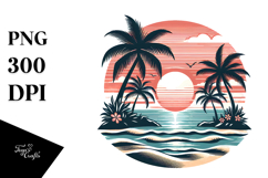 Vintage Tropical Beach Sunset Clipart Product Image 1