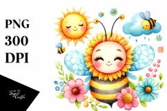Colorful Smiling Cute Baby Bee | Sublimation | Clipart Product Image 1