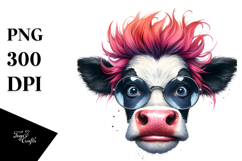 Funny Cow with Cool Hair PNG Product Image 1