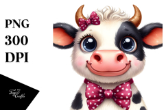 Happy Cow with Bow and Tie PNG Product Image 1