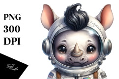 Energetic Rhino with Astronaut Helmet, High-Res PNG Product Image 1