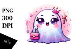 Funny Cute Ghost with Glam Accessories PNG Product Image 1