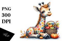 Baby Giraffe Autumn Vegetables | Sublimation | Clipart Product Image 1