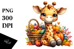 Baby Giraffe Autumn Vegetables | Sublimation | Clipart Product Image 3