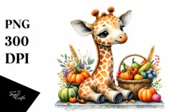 Baby Giraffe Autumn Vegetables | Sublimation | Clipart Product Image 3