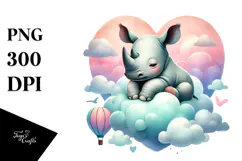 Baby Rhino Sitting on Cloud PNG Product Image 1
