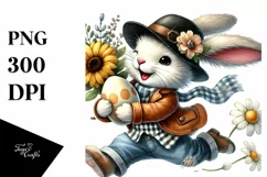 Bunny with Vintage Hat and Leather Jeans PNG Product Image 1