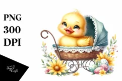 Colorful Watercolor Baby Duck Sitting Cradle | Sublimation | Product Image 1