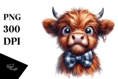 Crazy Baby Cow with Bow and Tie PNG Product Image 1
