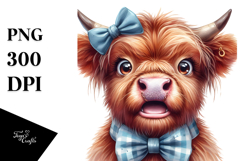 Crazy Baby Cow with Bow and Tie PNG Product Image 1