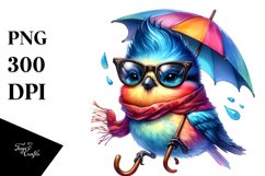 Contemptuous Bird with Umbrella PNG Product Image 1