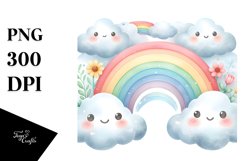 Cute Rainbow Between Clouds PNG Product Image 1