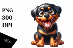 Cute Crazy Rottweiler Sitting Watercolor Clipart Product Image 3