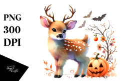Vibrant Drawing Baby Elk Halloween | Sublimation, Clipart Product Image 1