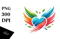 Simple Heart with Wings, Translucent PNG Product Image 1