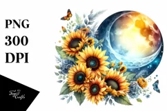 Half Moon with Sunflowers Clipart, Transparent PNG Product Image 3