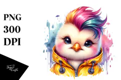 Cute Baby Chicken Watercolor PNG Product Image 1