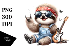 Energetic Baby Sloth Beach PNG Product Image 1