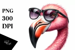 Joyful Flamingo with Sunglasses | Sublimation Clipart Product Image 1