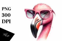 Smiling Flamingo with Sunglasses | Sublimation Clipart Product Image 1