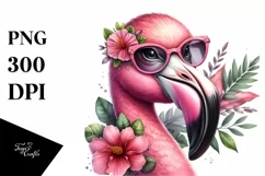 Happy Flamingo with Sunglasses | Sublimation Clipart Product Image 3