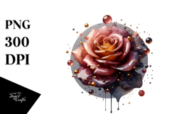 Glossy Rose Watercolor Splash PNG Product Image 1