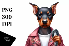 Baby Doberman Pinscher as Pop Singer | Sublimation | Clipart Product Image 1